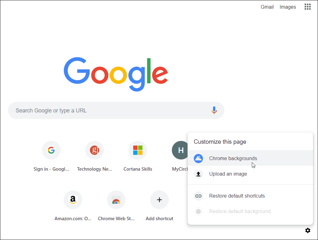 Opsi Halaman Tab Baru Chrome