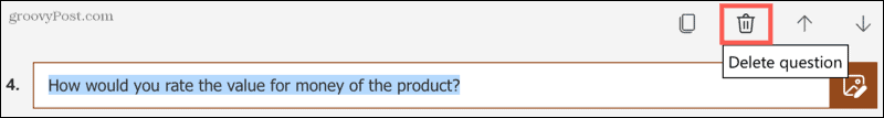 Hapus pertanyaan di Microsoft Forms