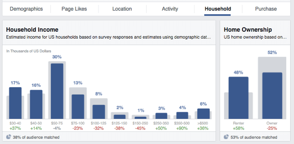 Pemirsa facebook wawasan pendapatan kepemilikan rumah