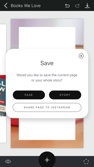 Buat cerita Instagram Unfold langkah 11 yang menunjukkan opsi menyimpan cerita.
