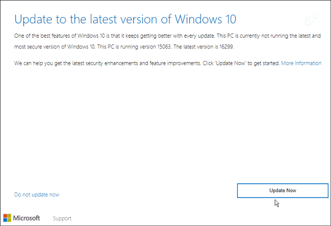 perbarui asisten Windows 10