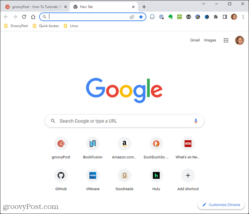 Laman Tab Baru Default di Chrome