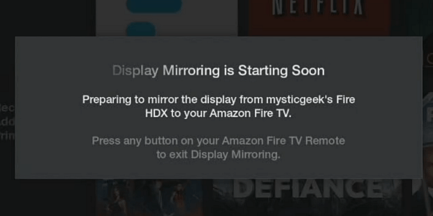 Display Mirroring Starting