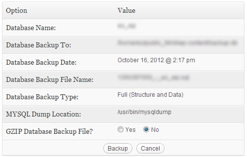 backup database wordpress