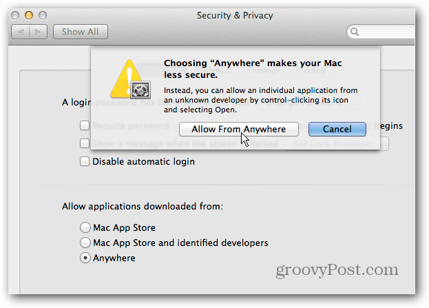 Matikan OS X Mountain Lion Gatekeeper Security