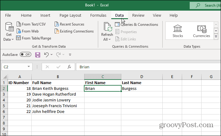 Tab Data Sel C2