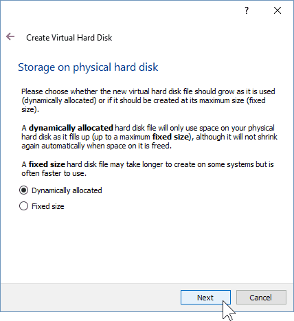 06 Tentukan Jenis Penyimpanan untuk VM (Instalasi Windows 10)