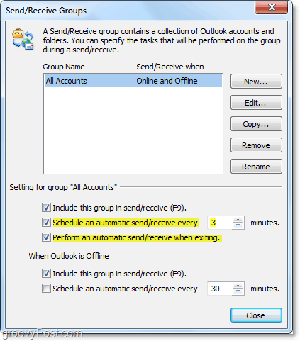edit waktu kirim dan terima otomatis di Outlook 2010