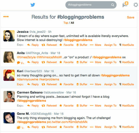 #bloggingproblems pencarian hashtag di twitter