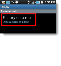 menu reset data pabrik android
