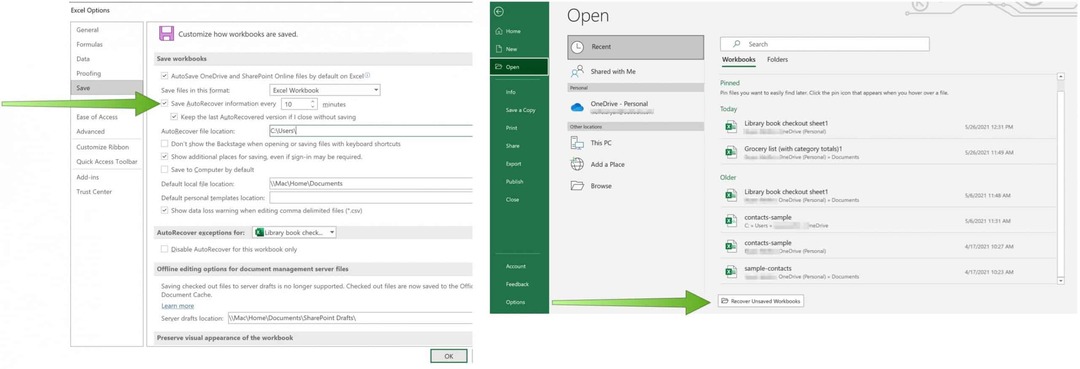 Simpan File Excel ke OneDrive AutoRecover di Excel