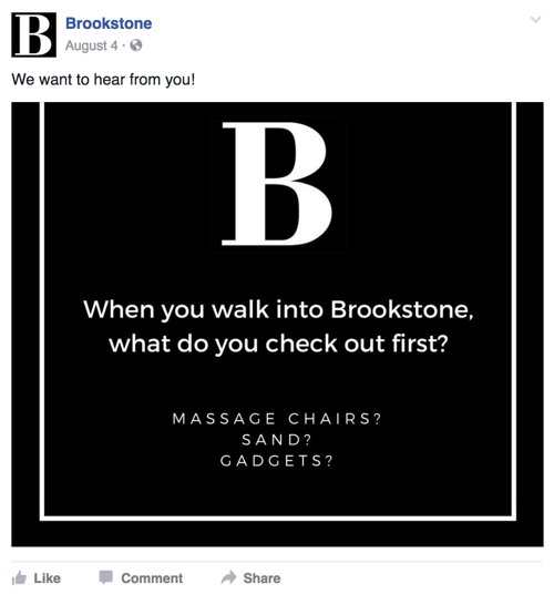 posting facebook brookstone