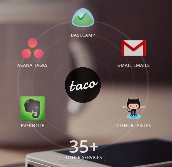 Hubungkan semua layanan Anda ke aplikasi Taco.