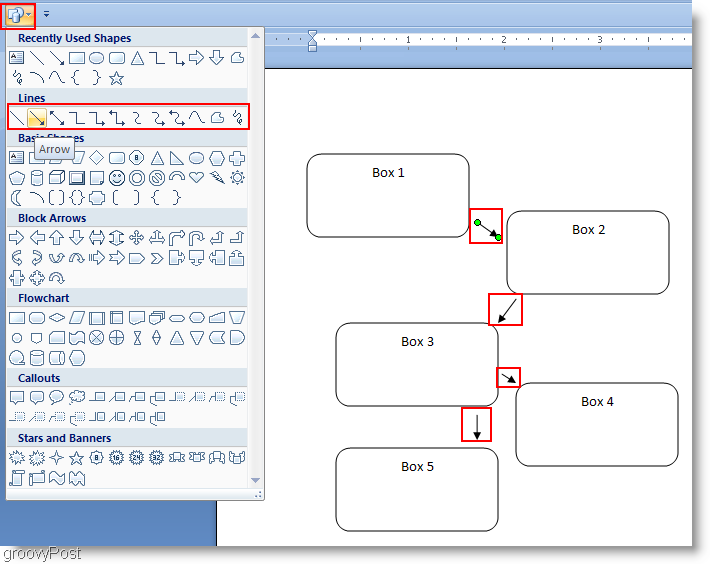 Diagram Alir LInes Microsoft Word 2007