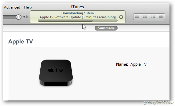 Kemajuan Pembaruan Apple TV