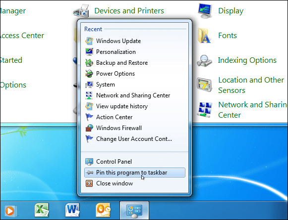 Panel kontrol Windows 7