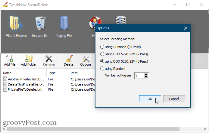 Alat penghapusan aman SecureDelete untuk Windows