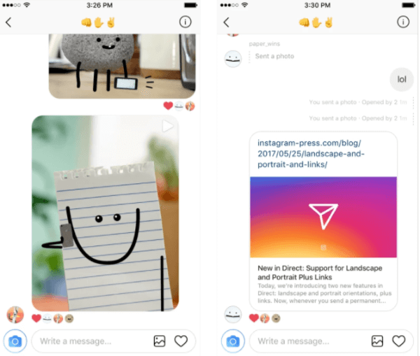  Instagram menambahkan dukungan untuk tautan web di Direct dan sekarang memungkinkan pengguna untuk memilih orientasi lanskap dan potret untuk sebuah gambar
