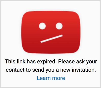 Tautan undangan YouTube sudah tidak berlaku