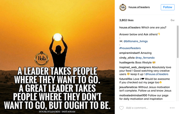 House of Leader menandai pengguna Instagram