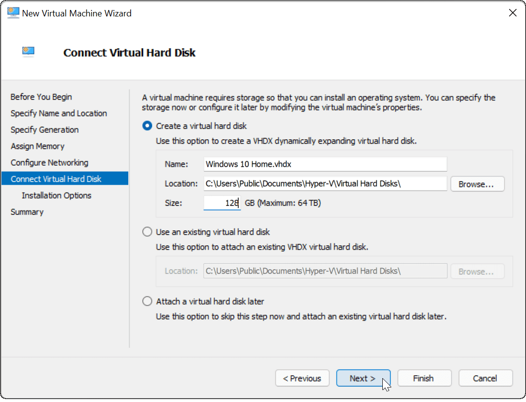 sambungkan hard disk virtual