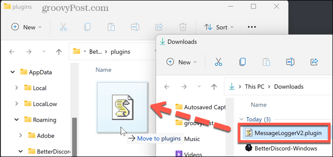 seret ke folder plugin