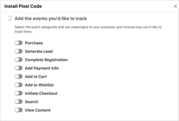 Untuk menjalankan iklan dinamis Facebook, Anda perlu membuat acara tambahan.