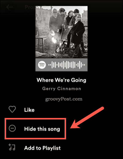 Sembunyikan lagu di Spotify