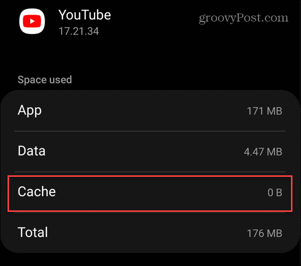 bersihkan cache YouTube