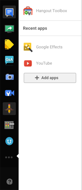 gambar panel kontrol kiri google + hangouts