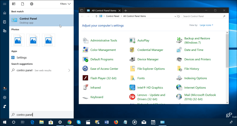 Panel Kontrol Klasik pada Windows 10