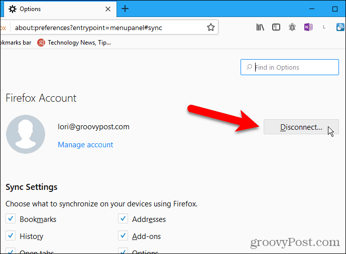Klik Putus di Firefox untuk Windows