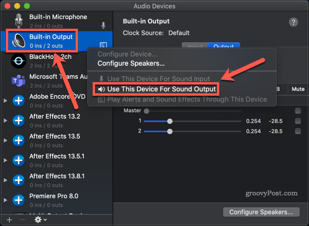 setel ulang mac audio internal