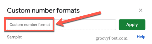 Memilih format angka khusus di Google Spreadsheet