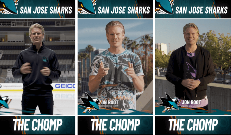 tiga postingan Instagram Stories dari segmen The Chomp San Jose Shark