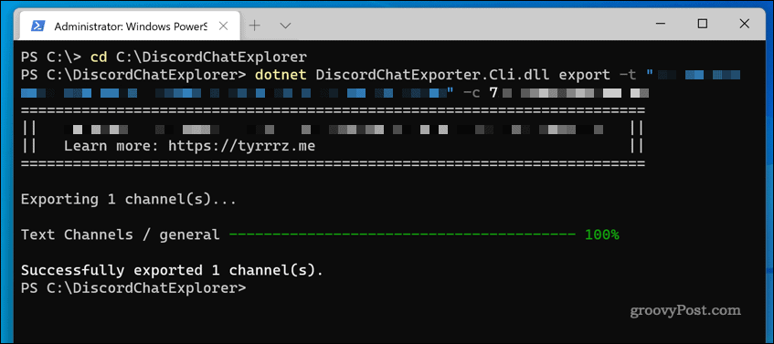 DiscordChatExplorer pada Windows 11 digunakan untuk mengunduh log obrolan server