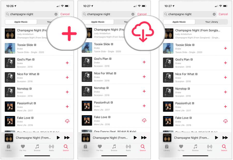 Apple Music mengunduh lagu ke perangkat