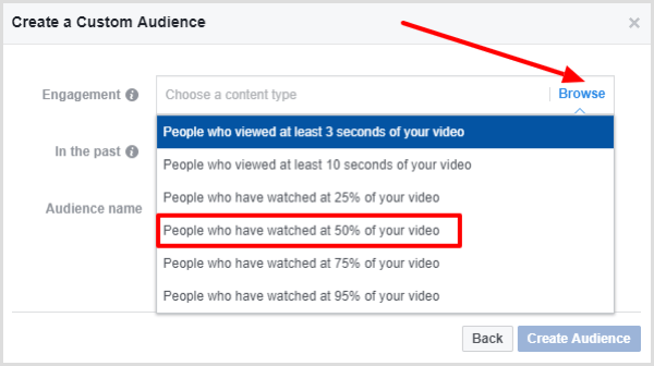 Pilih Orang yang Telah Menonton Setidaknya 50% dari Video Anda.