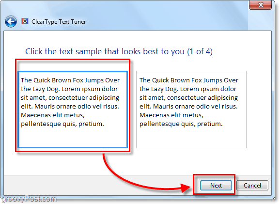 langkah 1 dari mengkalibrasi clearType di windows 7