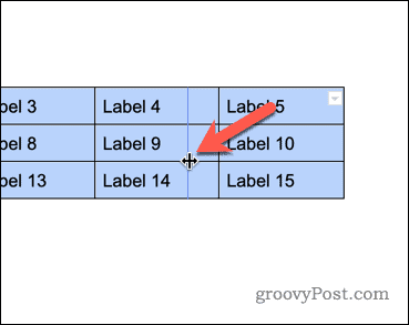 Mengubah ukuran tabel di Google Documents