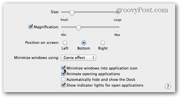 Centang kotak Minimalkan windows menjadi ikon aplikasi.