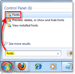 mengakses panel kontrol font di windows 7 