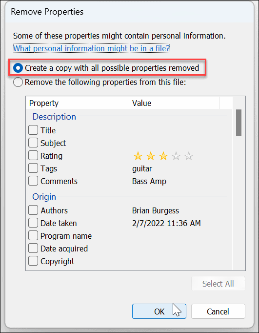 Hapus Informasi Pribadi dari File 