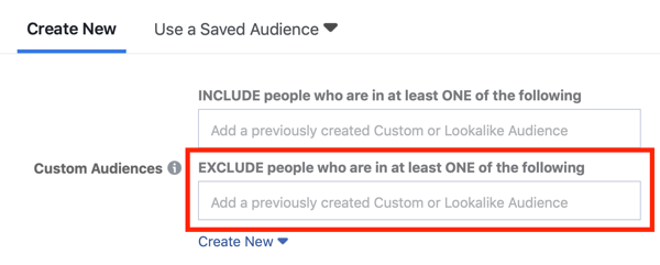 Penargetan iklan Facebook tidak termasuk audiens khusus.