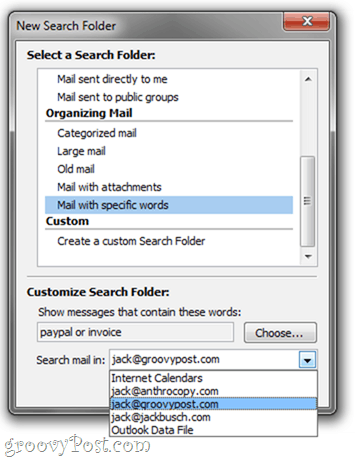 Folder Pencarian Outlook 2010