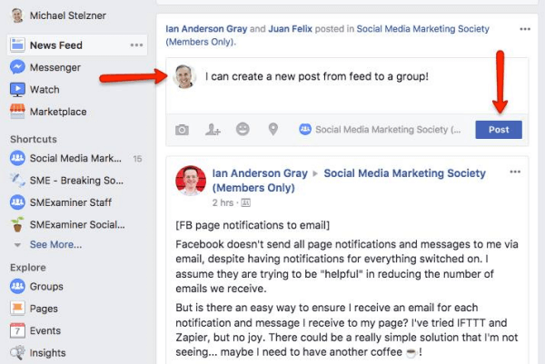 Facebook sekarang memungkinkan pengguna untuk memposting langsung ke Grup dari News Feed.