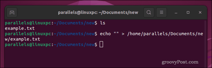 Kosongkan file Linux menggunakan gema
