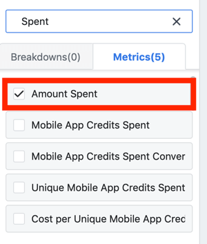 Kiat untuk menurunkan biaya Iklan Facebook Anda, opsi untuk melihat jumlah yang dibelanjakan sebagai bagian dari laporan Anda