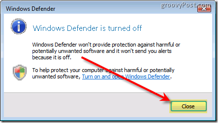 Nonaktifkan Windows Defender Vista