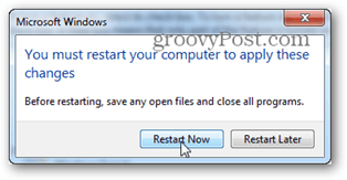 Anda harus me-restart komputer Anda untuk menerapkan perubahan